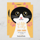 Cute Kitty Baby Arrival Announcement Bedankkaart (Voorkant / Achterkant)