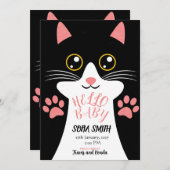 Cute Kitty Baby Arrival Announcement Bedankkaart (Voorkant / Achterkant)