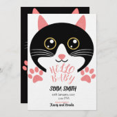 Cute Kitty Baby Arrival Announcement Kaart (Voorkant / Achterkant)