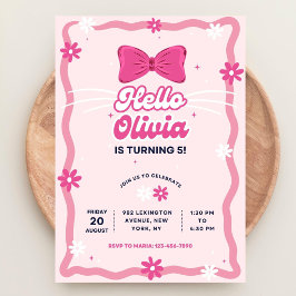 Cute Kitty Birthday Invitation, Editable Kitty Bir Kaart