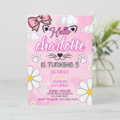 Cute Kitty Birthday Invitation, Kitty Birthday Inv Kaart (Staand voorkant)