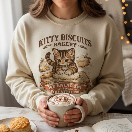 Cute Kitty Biscuits Bakkerij "We Kneten Ze" Pun  Tri-Blend Shirt