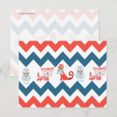 Cute Kitty Blue Coral Chevron Stripes Pattern Briefkaart (Voorkant / Achterkant)