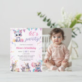 Cute Kitty Cat 1e verjaardagsfeestje  Kaart (Staand voorkant)