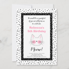 Cute Kitty Cat 5th Birthday Party Retro Uitnodigin Aankondiging
