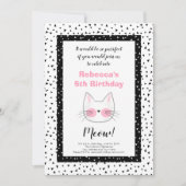 Cute Kitty Cat 5th Birthday Party Retro Uitnodigin Aankondiging (Voorkant)