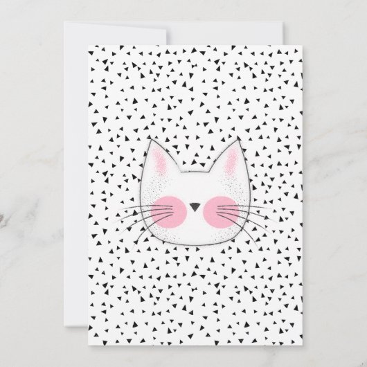 Cute Kitty Cat 5th Birthday Party Retro Uitnodigin Aankondiging (Achterkant)