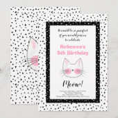Cute Kitty Cat 5th Birthday Party Retro Uitnodigin Aankondiging (Voorkant / Achterkant)