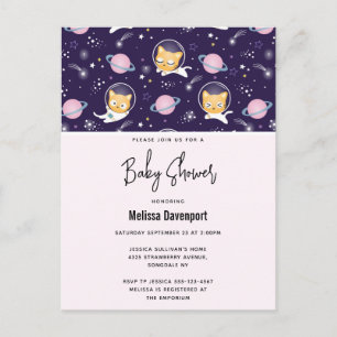 Cute Kitty Cat Astronauts Baby shower Briefkaart