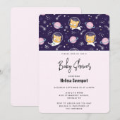 Cute Kitty Cat Astronauts Baby shower Kaart (Voorkant / Achterkant)