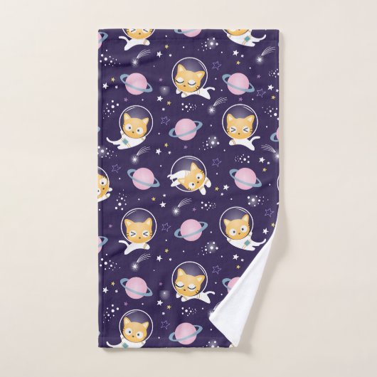 Cute Kitty Cat Astronauts Pattern Bad Handdoek (Handdoek)