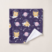 Cute Kitty Cat Astronauts Pattern Bad Handdoek (Wasdoekje)