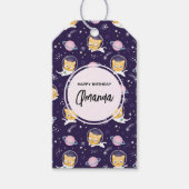 Cute Kitty Cat Astronauts Pattern Birthday Cadeaulabel (Voorkant)