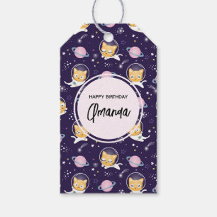 Cute Kitty Cat Astronauts Pattern Birthday Cadeaulabel