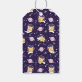 Cute Kitty Cat Astronauts Pattern Birthday Cadeaulabel (Achterkant)