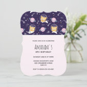 Cute Kitty Cat Astronauts Pattern Birthday Kaart (Staand voorkant)