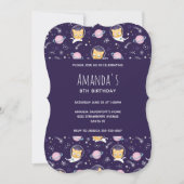 Cute Kitty Cat Astronauts Pattern Birthday Kaart (Voorkant)