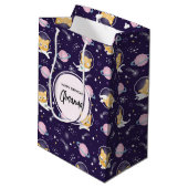 Cute Kitty Cat Astronauts Pattern Birthday Medium Cadeauzakje (Achterkant Gekanteld)