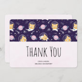 Cute Kitty Cat Astronauts Pattern Dank u Bedankkaart (Voorkant / Achterkant)