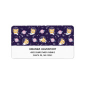 Cute Kitty Cat Astronauts Pattern Etiket (Voorkant)