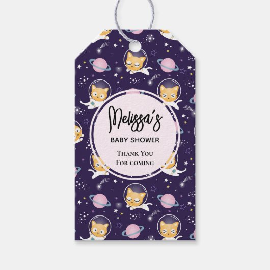 Cute Kitty Cat Astronauts Pattern Event Dank u Cadeaulabel (Voorkant)
