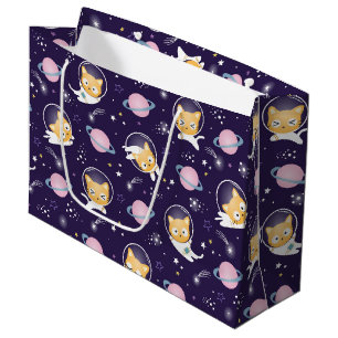 Cute Kitty Cat Astronauts Pattern Groot Cadeauzakje