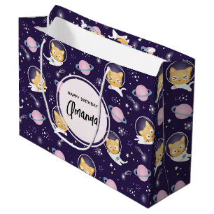 Cute Kitty Cat Astronauts Pattern Groot Cadeauzakje