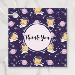 Cute Kitty Cat Astronauts Pattern Hartelijk dank Bedankjes Labels