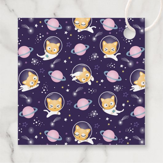 Cute Kitty Cat Astronauts Pattern Hartelijk dank Bedankjes Labels (Achterkant)