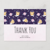 Cute Kitty Cat Astronauts Pattern Hartelijk dank Briefkaart (Voorkant)