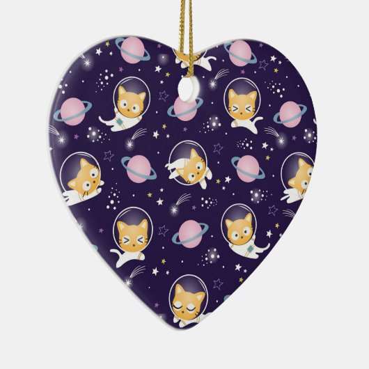 Cute Kitty Cat Astronauts Pattern Keramisch Ornament (Rechts)