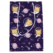 Cute Kitty Cat Astronauts Pattern Medium Cadeauzakje (Voorkant)
