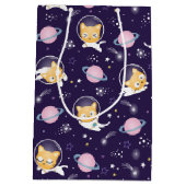 Cute Kitty Cat Astronauts Pattern Medium Cadeauzakje (Achterkant)