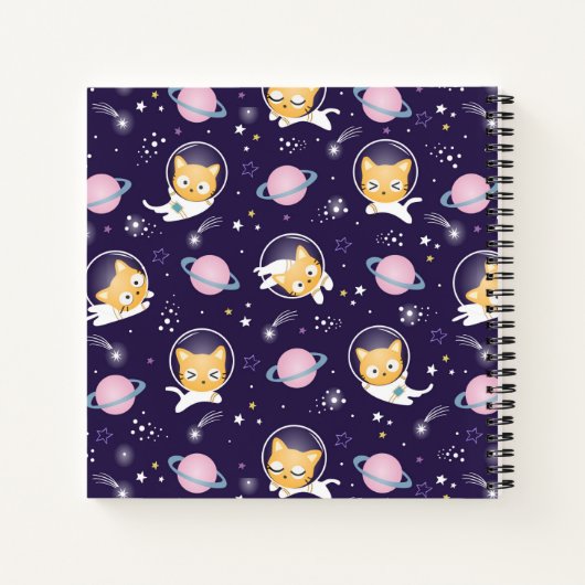 Cute Kitty Cat Astronauts Pattern Notitieboek (Achterkant)