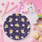 Cute Kitty Cat Astronauts Pattern Papieren Bordje (Feest)