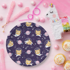 Cute Kitty Cat Astronauts Pattern Papieren Bordje