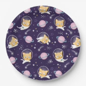 Cute Kitty Cat Astronauts Pattern Papieren Bordje (Voorkant)