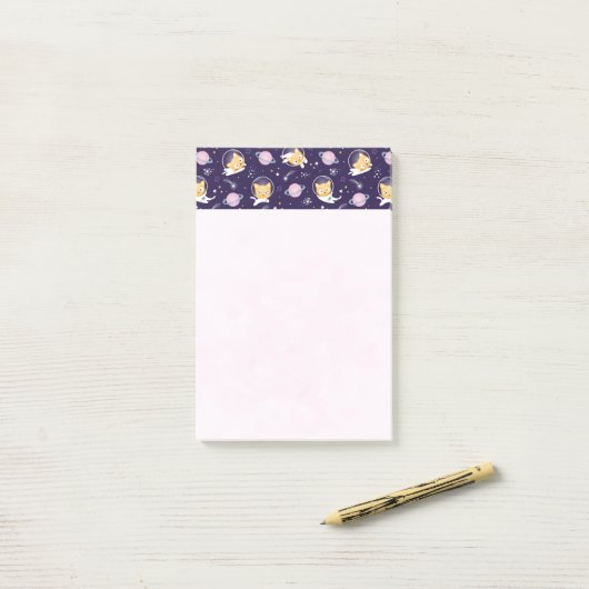 Cute Kitty Cat Astronauts Pattern Post-it® Notes (Op bureau)