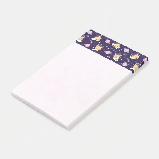 Cute Kitty Cat Astronauts Pattern Post-it® Notes (Schuin)