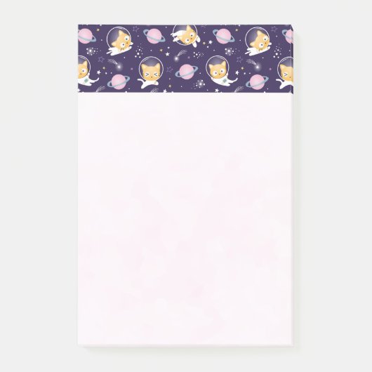 Cute Kitty Cat Astronauts Pattern Post-it® Notes (Voorkant)