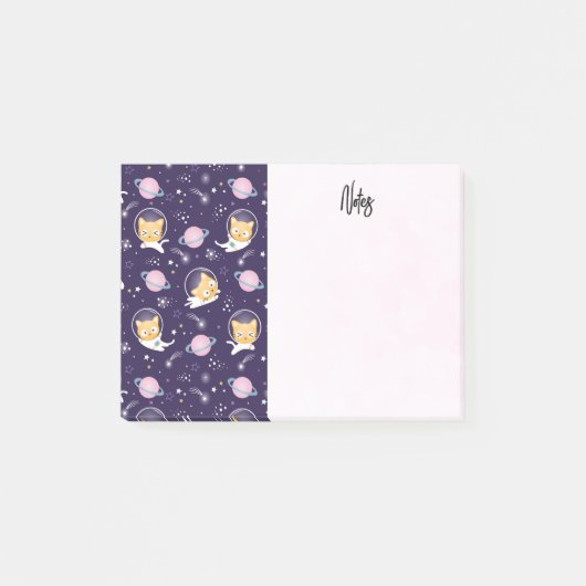 Cute Kitty Cat Astronauts Pattern Post-it® Notes (Voorkant)
