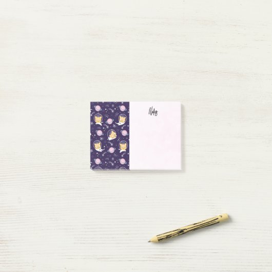 Cute Kitty Cat Astronauts Pattern Post-it® Notes (Op bureau)