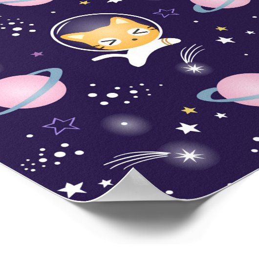 Cute Kitty Cat Astronauts Pattern Poster (Hoek)