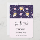 Cute Kitty Cat Astronauts Pattern Save the Date (Voorkant)