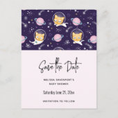 Cute Kitty Cat Astronauts Pattern Save the Date Uitnodiging Briefkaart (Voorkant)