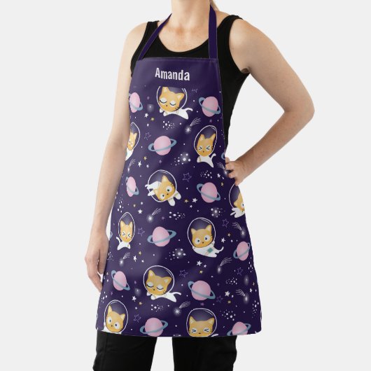 Cute Kitty Cat Astronauts Pattern Schort (Insitu)