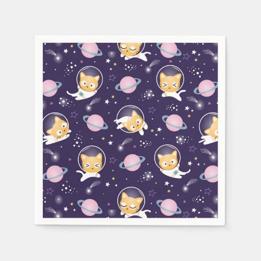 Cute Kitty Cat Astronauts Pattern Servet (Voorkant)