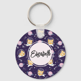 Cute Kitty Cat Astronauts Pattern Sleutelhanger