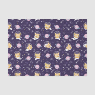 Cute Kitty Cat Astronauts Pattern Tissuepapier