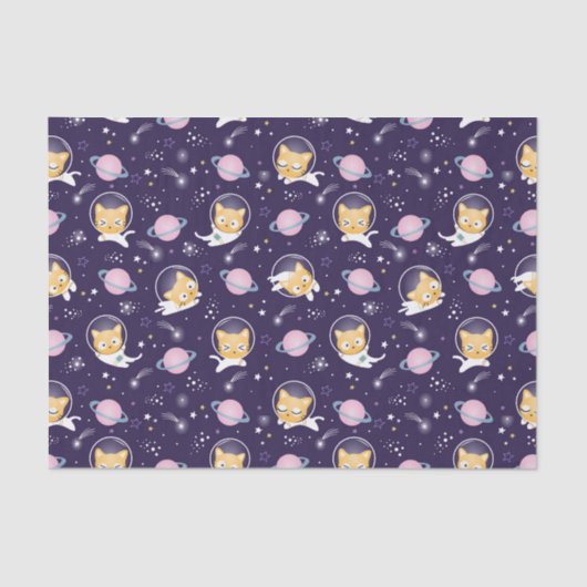 Cute Kitty Cat Astronauts Pattern Tissuepapier (Voorkant)